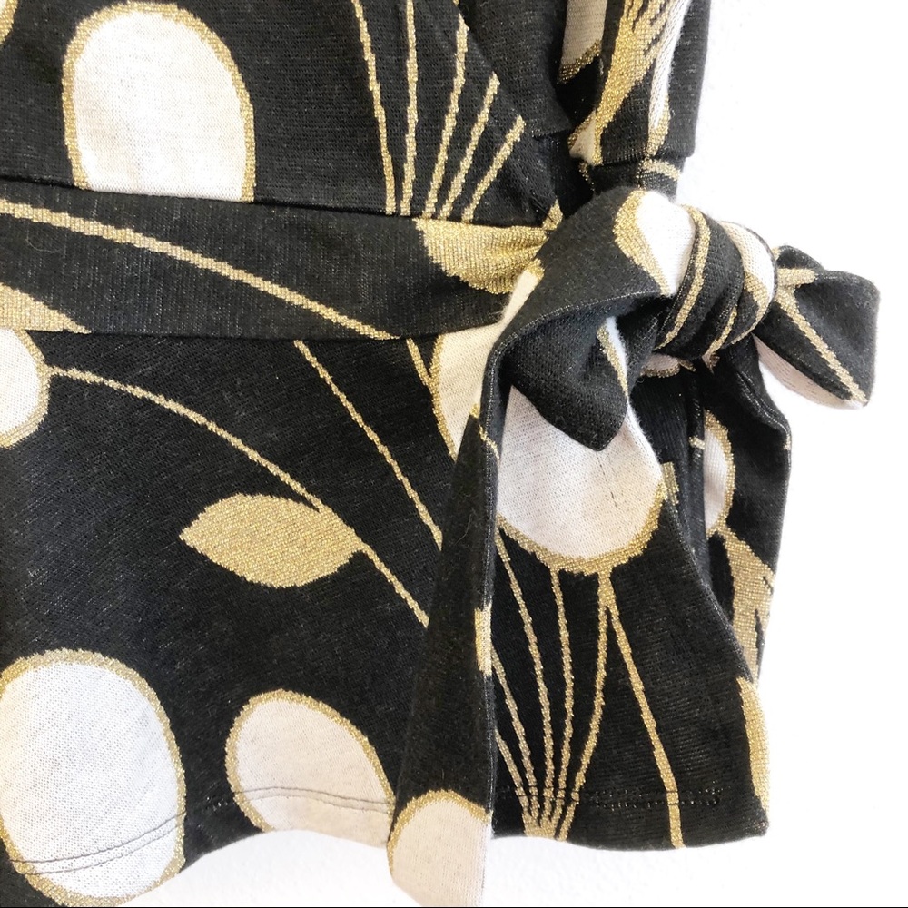 Anthropologie Black and Gold Wrap Top - Picture 7 of 17